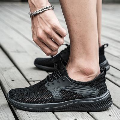 Summer Breathable Large Size Running Shoes Men'S Casual Fly Knitting Hollow Lightweight Mesh Men'S Shoes
