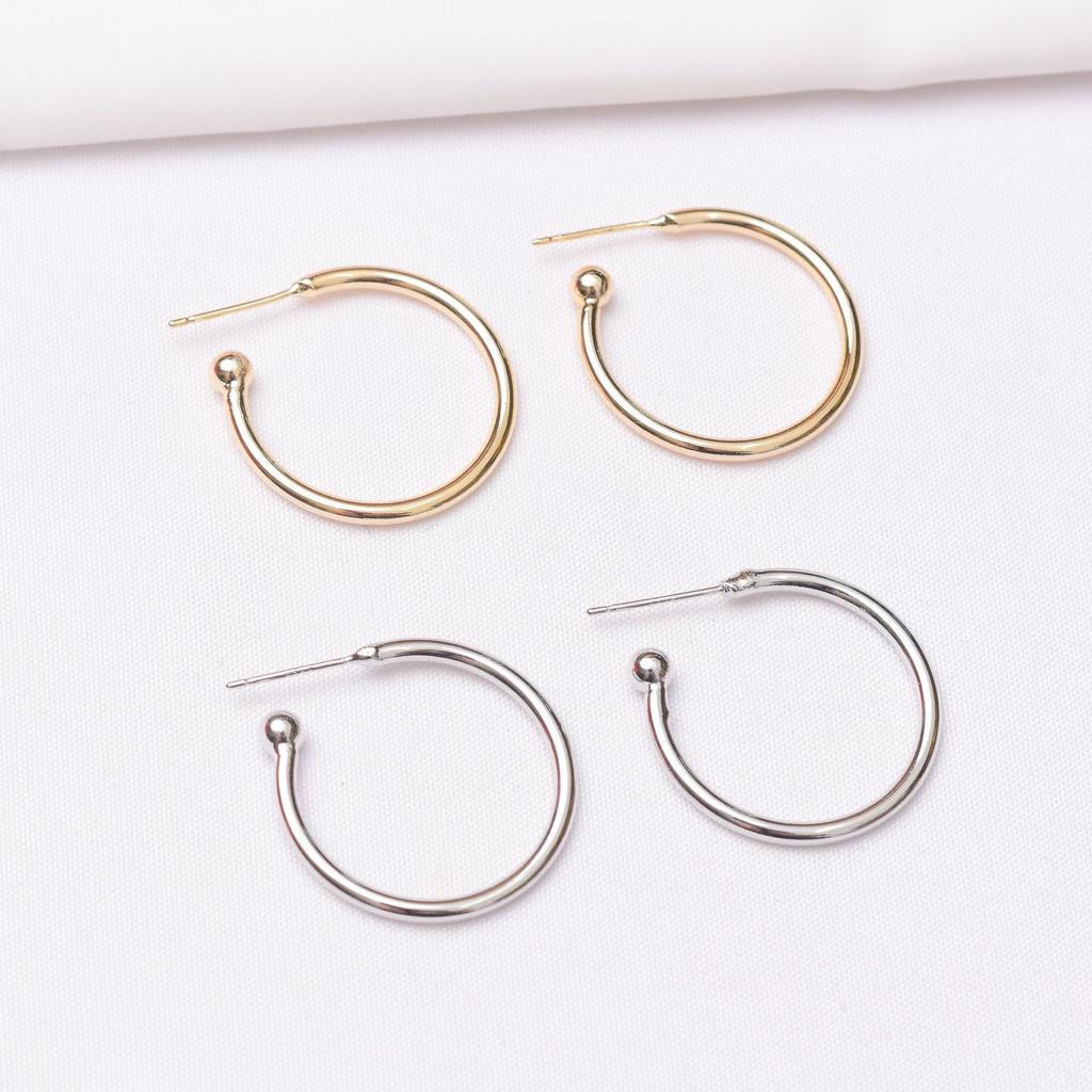 10pcs Color-Preserving 14K Gold-Wrapped C-Shaped 925 Sterling Silver Needle Fashion Spherical Semi-Round Diy Jewelry Accessories