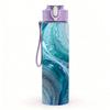 1PC Teal Blue Gold Marble Pattern 750ml Color Plastic Sports Water Bottle Leakproof Flip Straw Lid Suitable for Sports Office Home Use