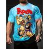 Mens T-shirt sailor cartoon character graffiti tattoo film strip graphic print short sleeve crew neck street casual top