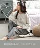 Pajamas for Long Long Cute Crew Roomwear [MowaLef] Women, 100% Cotton, Spring/Summer, Sleeves, Pants, Cotton, Nightwear, Neck, (L, Gray)