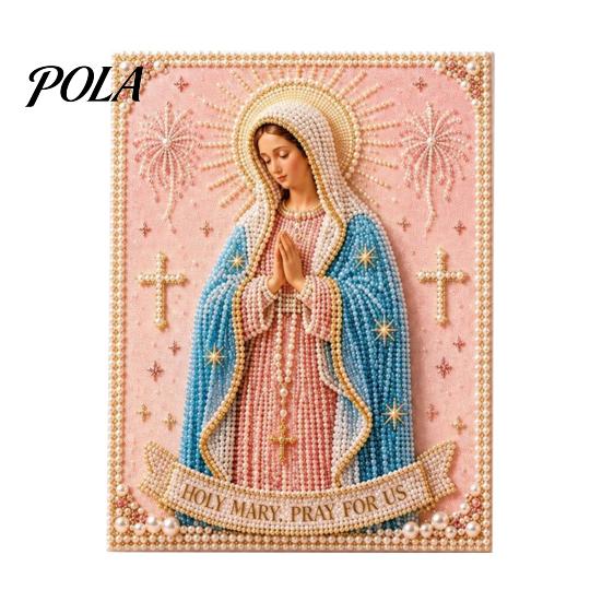 Kit Pittura Artistica Mary con Texture Perlescente 3D, Sacra Misericordia Gesù Fede Religiosa Kit Artigianale Fai da Te Finto per Adulti Principianti Decorazione Murale Cristiana