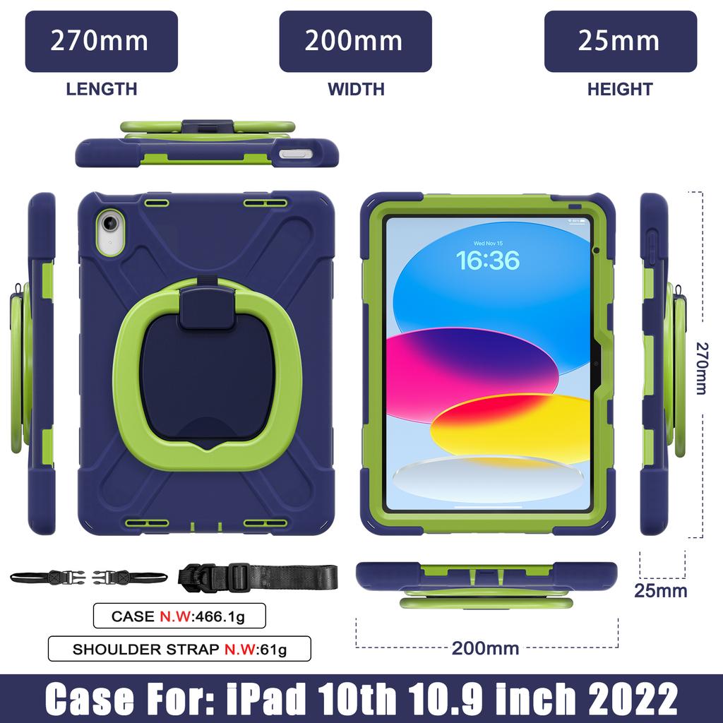 2022 iPad 10th Generation Full-Around Tablet Cover 10.9-Inch PC Case Handle Kickstand Rugged Shockproof Compatible A2757 A2777