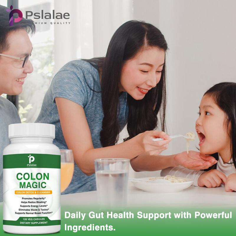 Pslalae Capsules naturelles de nettoyage intestinal, contenant de la cosse de psyllium et de la feuille de séné, soulagent les ballonnements et nettoient le tube digestif.