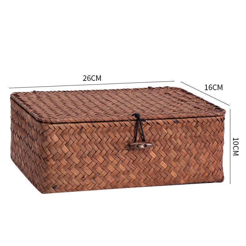 Woven Sea Vine & Bamboo Rectangle Snack Storage Basket