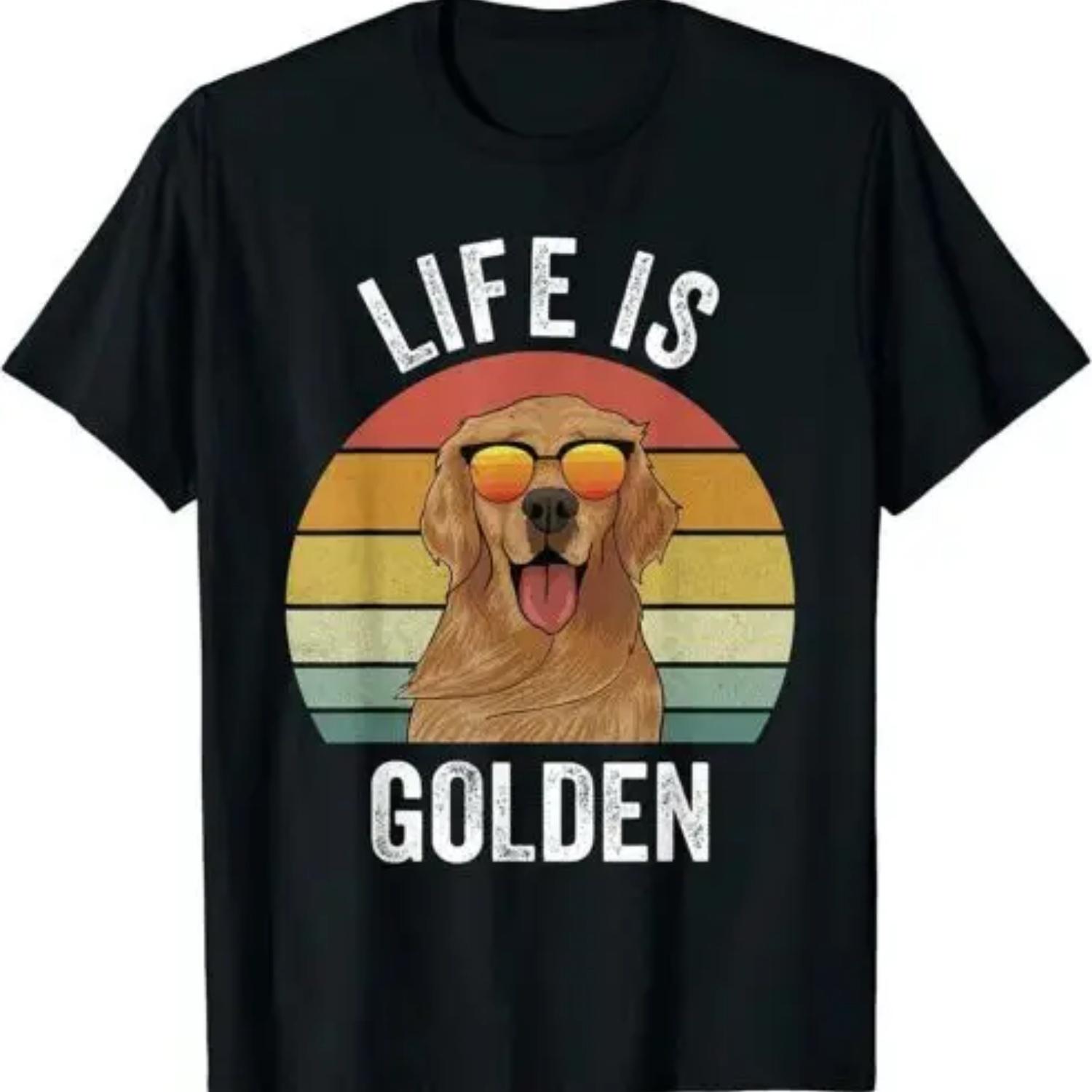

Retro Golden Retriever Funny Dog T-Shirt XXXXXL чорний
