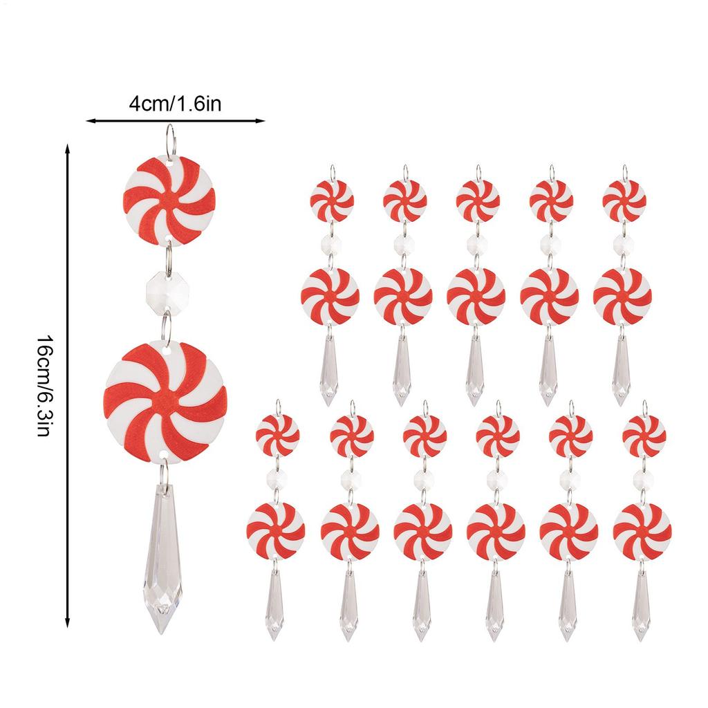Candy Christmas Decorations 12 Pieces Christmas Decor Craft Acrylic Peppermint Candy Pendant For Home Wreaths Parties Car Garden