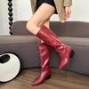 Fashion Winter New Thick Heel Cotton Boots Women's Fashion Pointed Front Zipper Anti-slip Wear-resistant High Boots