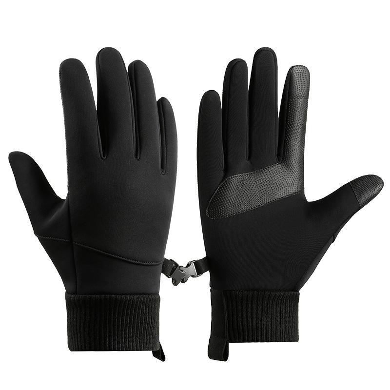 Winter Cycling Gloves Men's Bike Warmth Plus Velvet Thickened Windproof Outdoor Sports Glove Touch Screen
