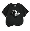 Kids Boys Girls 100% Cotton Crew Neck Short Sleeve T-Shirt, Cute Black White Dragon Pattern Casual Soft Summer Tee for Children Daily Wear