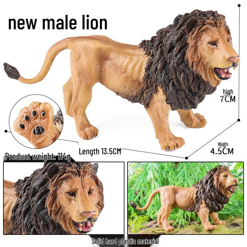 Wild Safari Animal Figurines: Giraffe, Elephant, Rhinoceros, Brown Bear, Tiger, Lion, Leopard, Hippopotamus - Solid Cognitive Toys