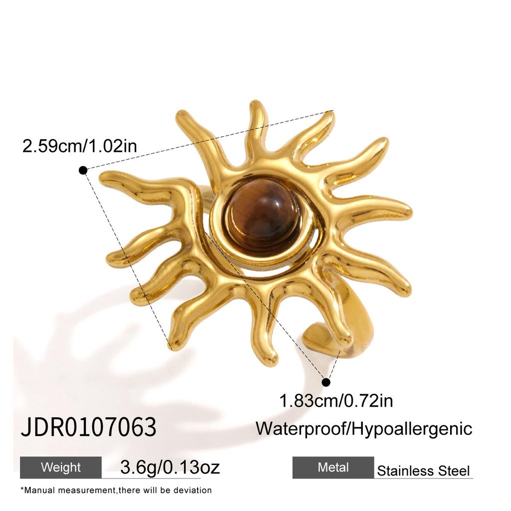 Ins-style high-end feeling female ethnic style ring does not fade zircon ring opening retro ring ring