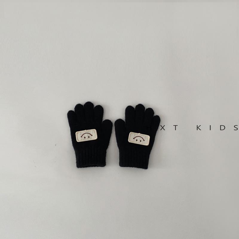 Children's Gloves for Winter Outdoor Warm Style with Smiley Face and Small Fingertips. Infant Winter Gloves