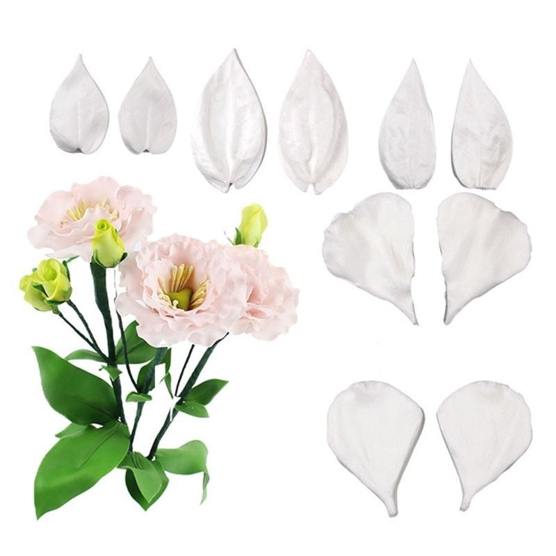 24TE Silicone Fondant Molds DIY Exquisite Leaf and Petal Candle Resin Crafts Cake Decorating Tools for Kitchen Gift Durable