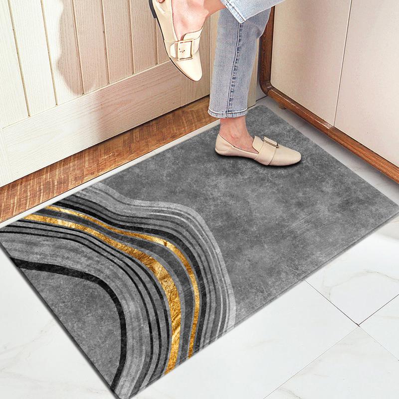 Šedá geometrická abstraktní houbová rohožka Protiskluzová latexová podložka Super absorpční pro vnitřní toaletu Koberček k posteli Podložka na podlahu
