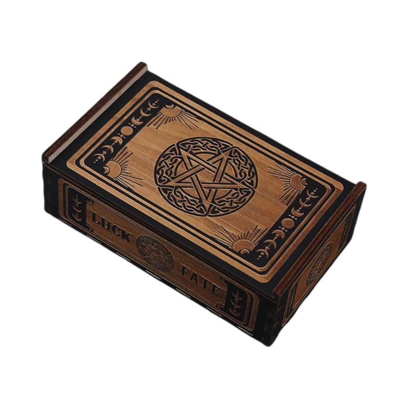 Portable Wood Tarot Cards Box Push Pull Cards Box Gift Case Divination Card Storage Container Witch Decoration Enduring