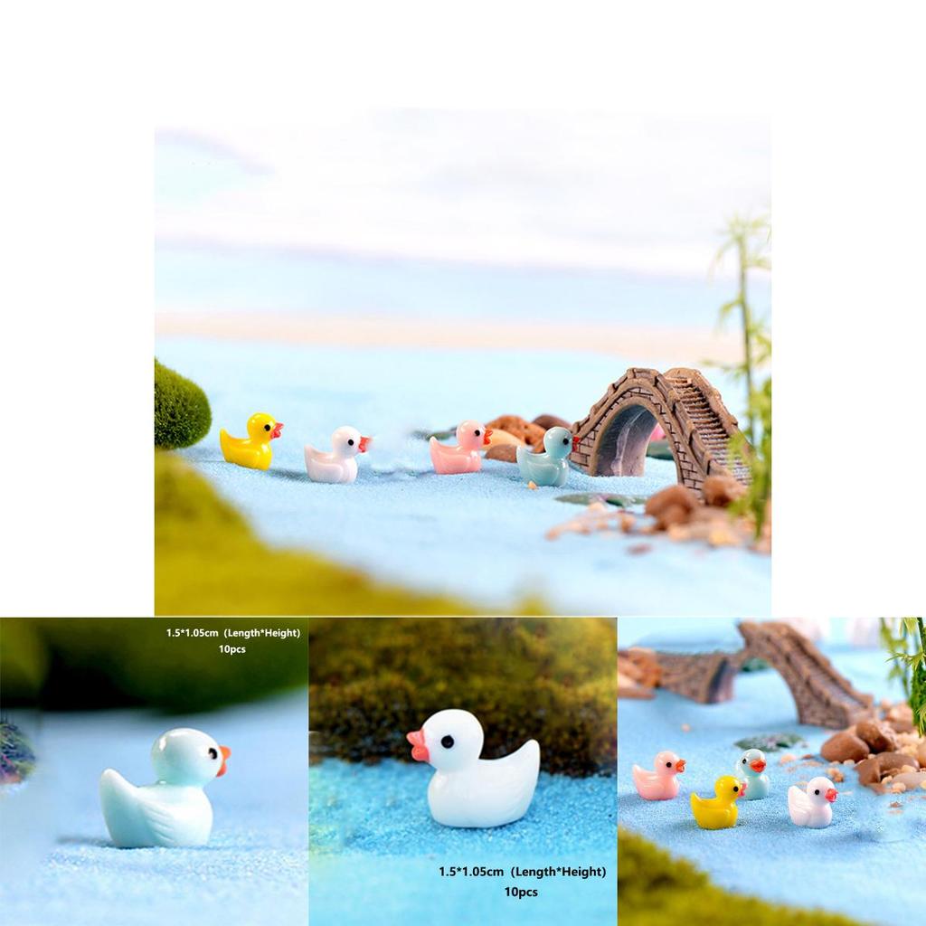 Adorable 5 Colors Mini Colorful Duck Resin Ornaments For Charming Micro Landscapes