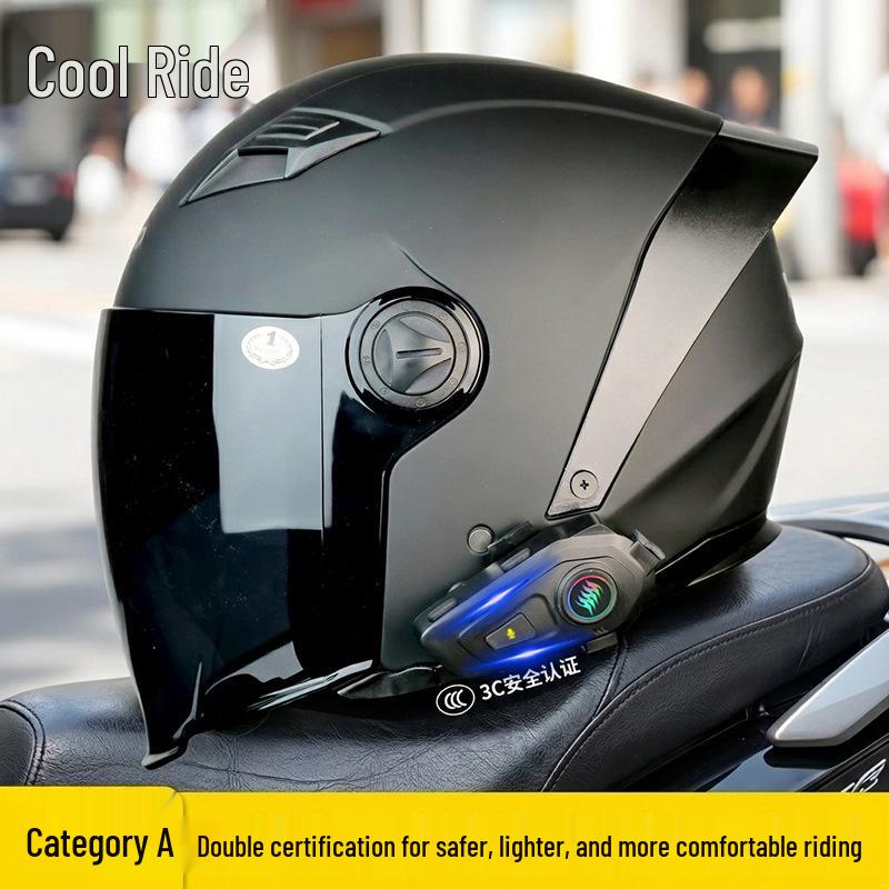 Cooles Bluetooth-Halbhelm-Fahrradhelm: Leicht, Doppelvisier, Lange Akkulaufzeit, 3C-zertifiziert, Komfortpassform, Überragende Klangqualität