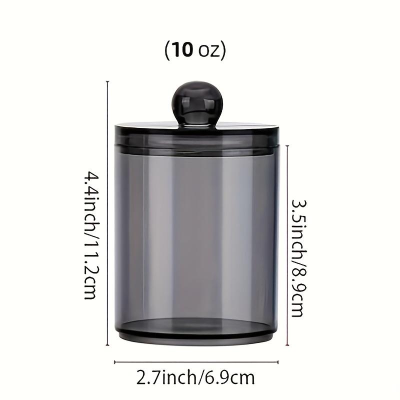 

1/2pcs 10 oz black transparent plastic pharmacist jar set, suitable for cotton balls, swabs, pads, and dental floss -