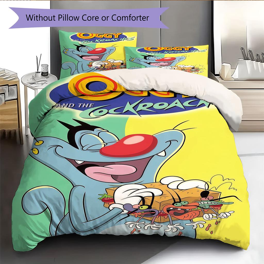 Oggy Bedding Quilt Set Quilt Cover Pillowcase Home Decoration Birthday Gift (1 * duvet cover + 2 * pillowcase, without core)