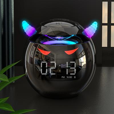 Bluetooth Hangszóró Audio LED Digitális Ébresztőórával Zenelejátszó Vezeték nélküli Gömb Alakú Óra Hangszóró Kis Ördög Hangszóró Kettős Ébresztőóra