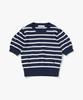 PLAC WOMEN Striped Puff Sleeve Knit Top Navy