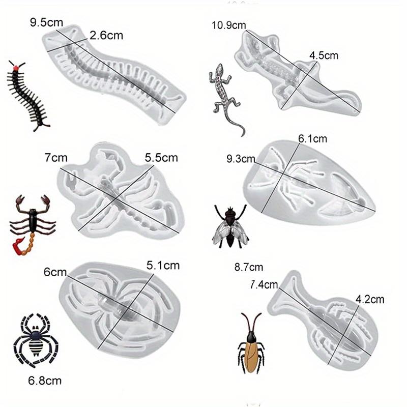 

6Pcs Resin Silicone Insect Animal Molds Scorpion Ant Lizard Centipede Spider Molds 3D Ornament Bookmark UV Epoxy Molds for Fridg