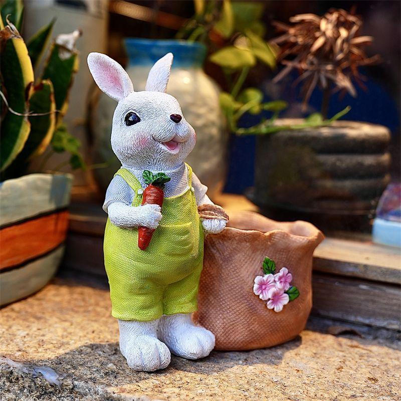 

Кашпо в виде кролика Цветок Милая фигурка Смола Украшение Цветочный горшок для газона White Rabbit