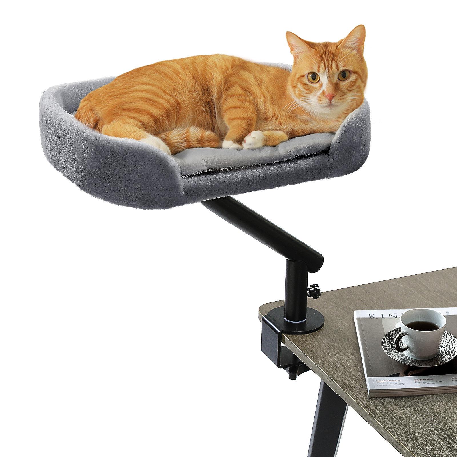 

Adjustable Desktop Cats Shelf Rotating Plush Cat Bed Space-Saving Cat Hammock for Desk Multi-Functional Pet Climbing Bed