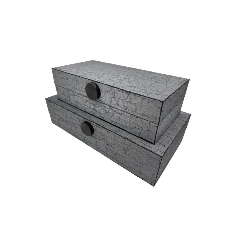 Modern Chinese-Style Cracked Texture PU Leather Decorative Storage for Hotel Bedroom Wardrobe