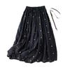 Skirt Woman Slim Pleated Skirt Retro Elastic Waist Plus Size Long Skirt Woman