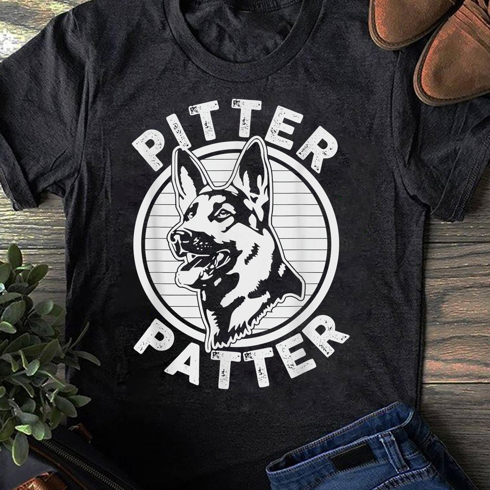 Funny Pitter Patter Dog German Shepherd Dog Rescue Woof Women T Shirts Cotton Tops S