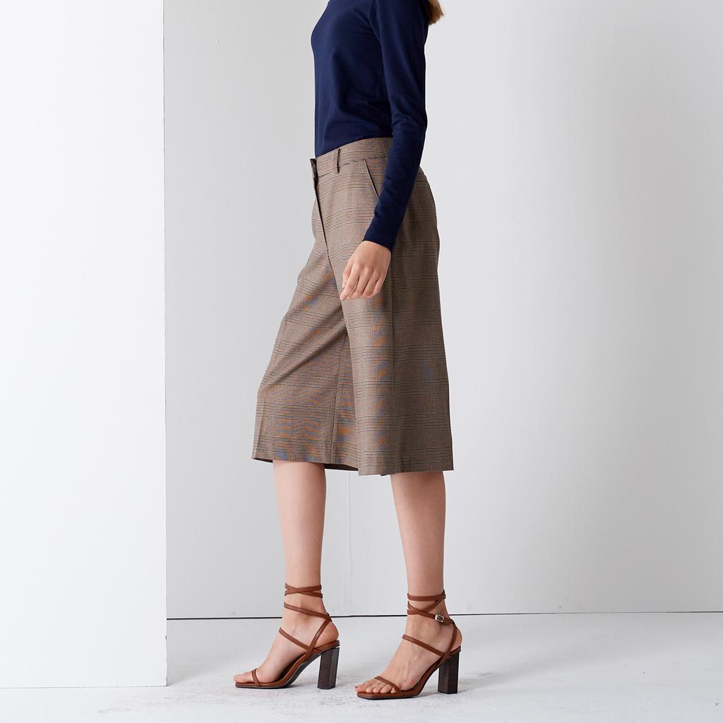 PINBLACK Check Midi Wide Pants Brown