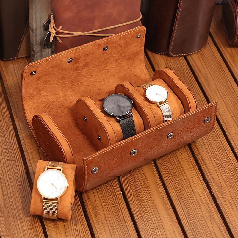 DUJIANG Genuine Leather Magnetic Buckle Watch Box - High-End Vegetable Tanned Cowhide for Mechanical Watches