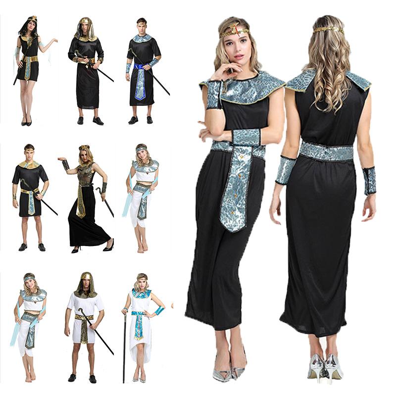 Deluxe Pharaoh Men Egyptian King Costume Desert Prince Queen Fancy Dress Cosplay