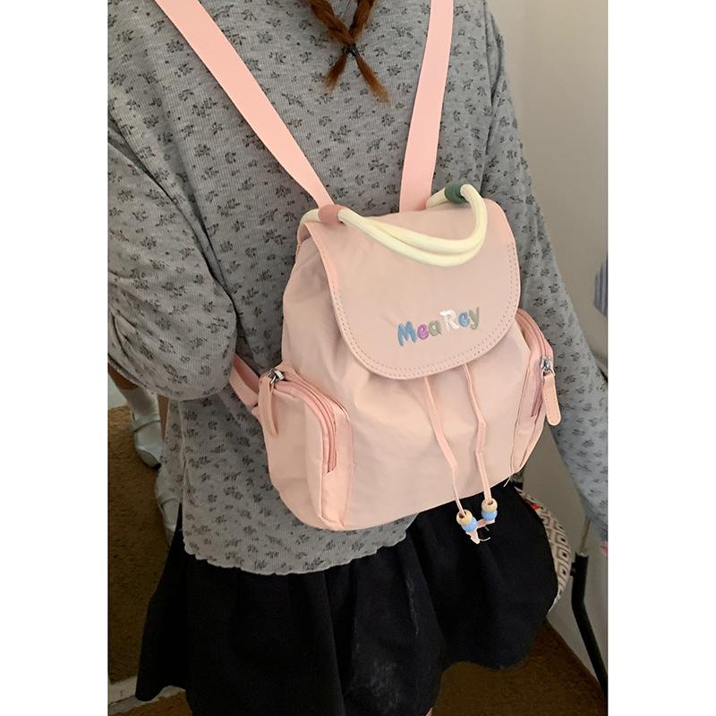 Casual nylon canvas backpack bag women's 2025 new Korean version embroidered letter backpack versatile handbag