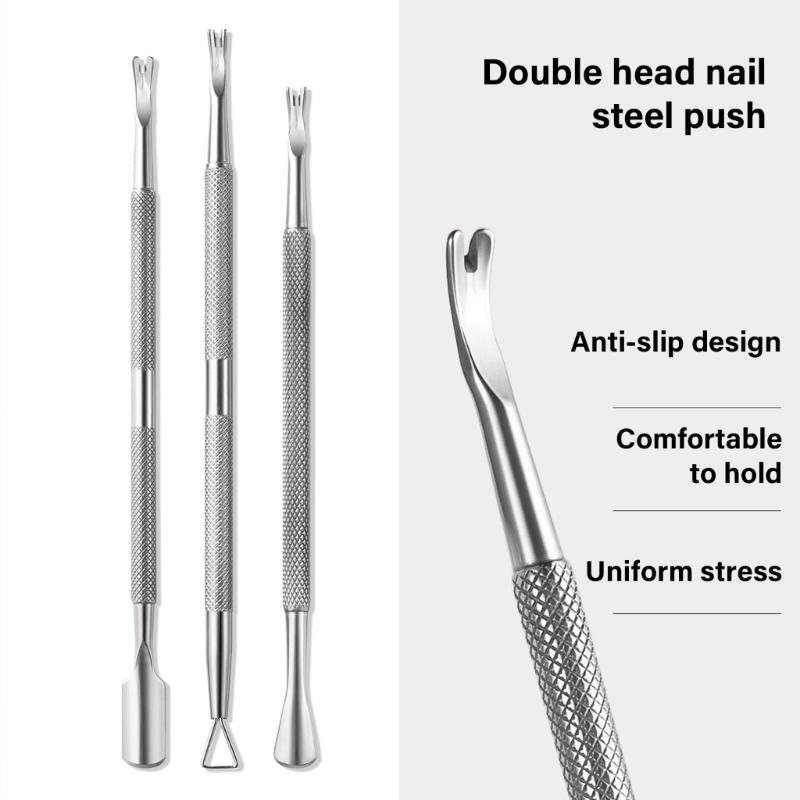 Nagelhautschieber mit Gabel Edelstahl Nagelhauttrimmer Einfach zu bedienendes Nagelhautentferner-Werkzeug Nägel Pflege Werkzeug für Maniküren