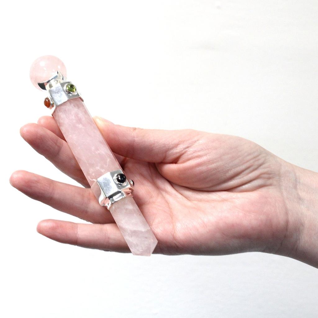 Rose Quartz Crystal Wand Hexagonal 12cm