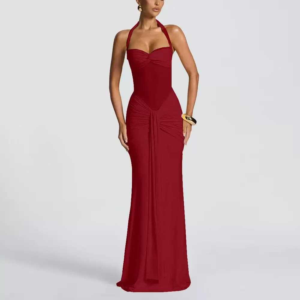 2026 Elegantes Falten-Spaghetti-Träger-Abendkleid für Damen
