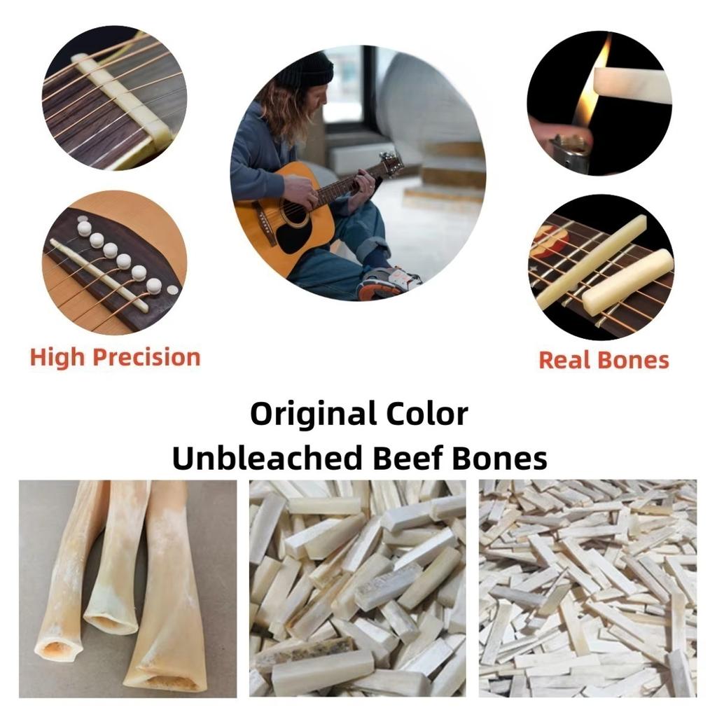 Miwayer 6 String 3/5/10pcs Acoustic Classical Guitar Unbleached Blank Bone Nut for Guitar 52x6x10mm Luthier DIY Saddle Bridge