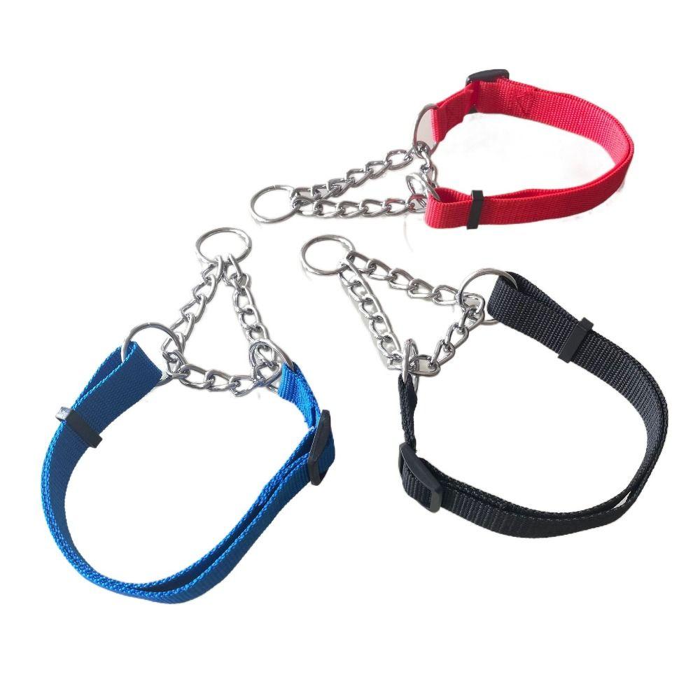 Metal Dog Slip Pinch Collar Adjustable Dog Leash Necklace Durable Dog Training Collar  Training