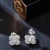 Four Leaf Clover 925 Sterling Silver Flower Moissanite Stud Earrings