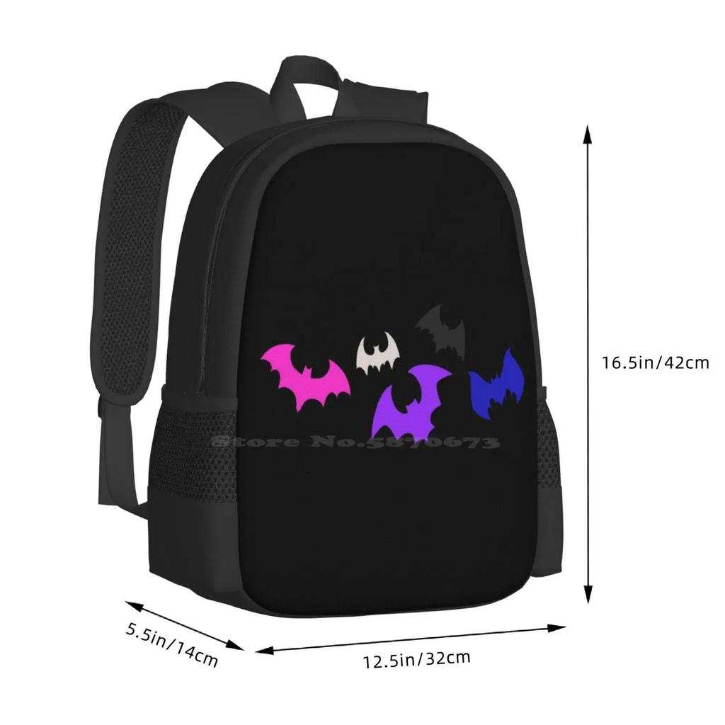 Genderfluid Bats Large Capacity School Backpack Laptop Bags Genderfluid Pride Trans Queer Lgbtq
