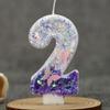3D Sequin White and Purple Birthday Candles Extended 0-9 Numbers Cake Decoration Candle for Wedding Celebration Party