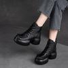 Fashion GKTINOO Women Motorcycle Boots Genuine Leather 2025 New Zip Thick Soled Women Shoes Sewing Handmade Retro Short Platform Boots
