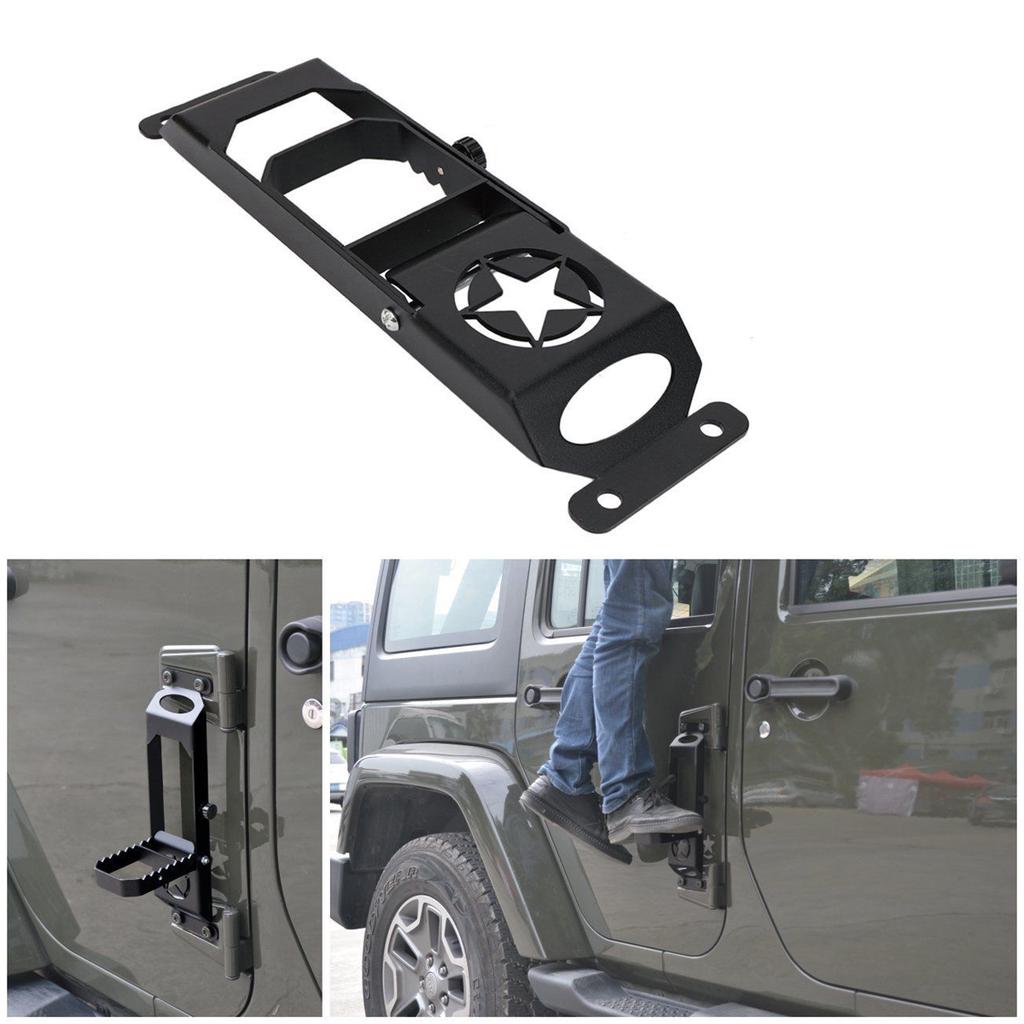 blue-net Black Steel Jeep Foot Pegs Exterior Door Hinge Foot Rest Peg Pedal Supple