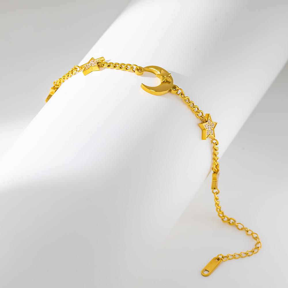 Starry Sky Moon Zircon Titanium Steel Bracelet - Luxury Niche Design