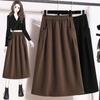 Plus Size Slimming A-Line Midi Skirt with High Waist Tummy Coverage - Spring & Autumn Casual Wear