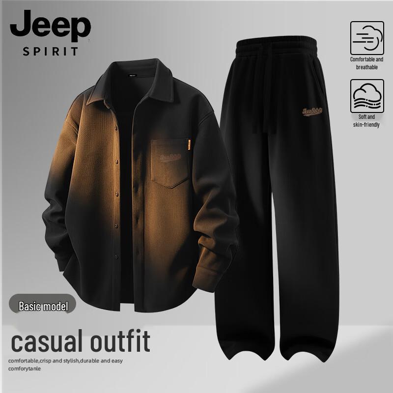 JEEP SPIRIT Men s Corduroy Shirt & Sweatpants Set XL
