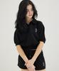 AWESOME STUDIO Collared Crop Short Sleeve Tee Black